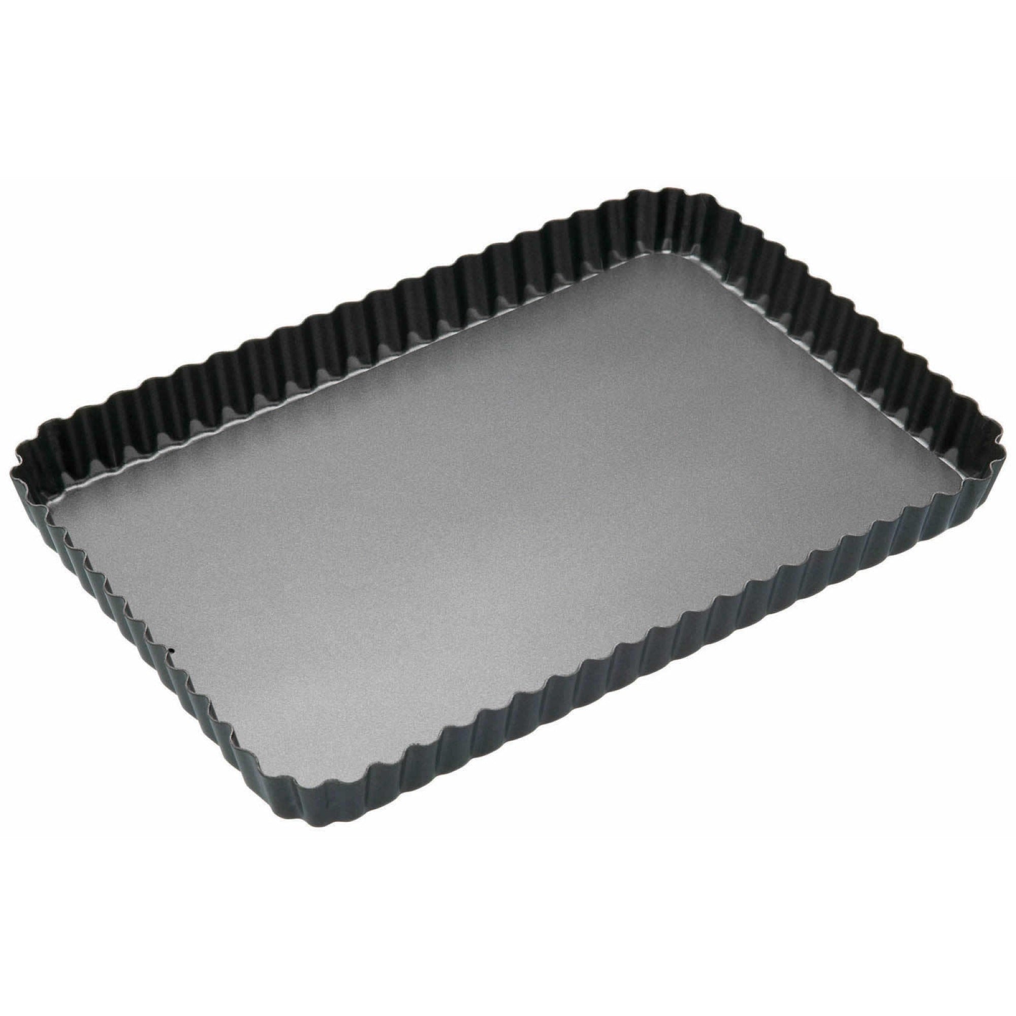 MasterClass Non-Stick Loose Base Fluted Rectangular Flan / Quiche Baking Tin - The Cooks Cupboard Ltd