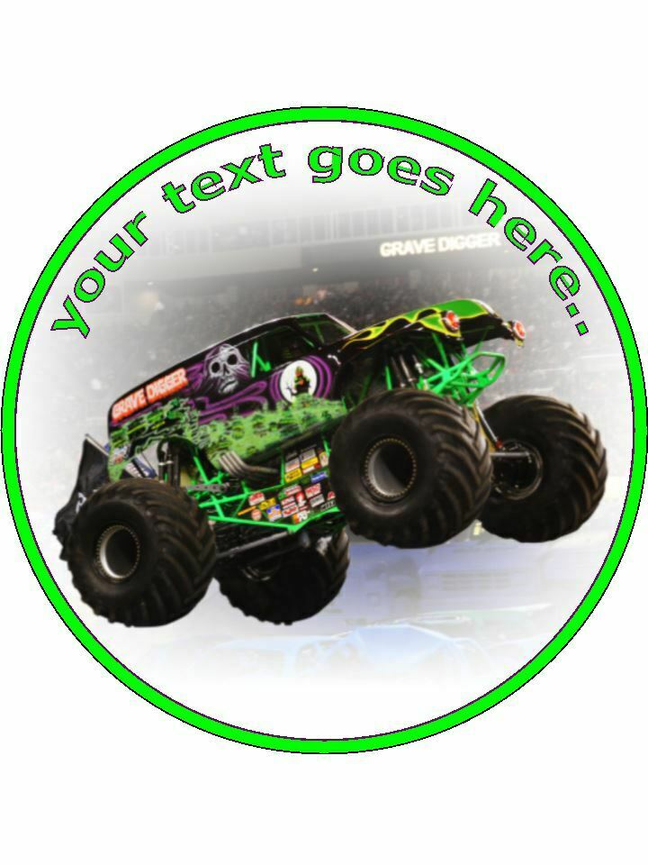 Monster Truck sport Personalised Edible Cake Topper Round Icing Sheet - The Cooks Cupboard Ltd