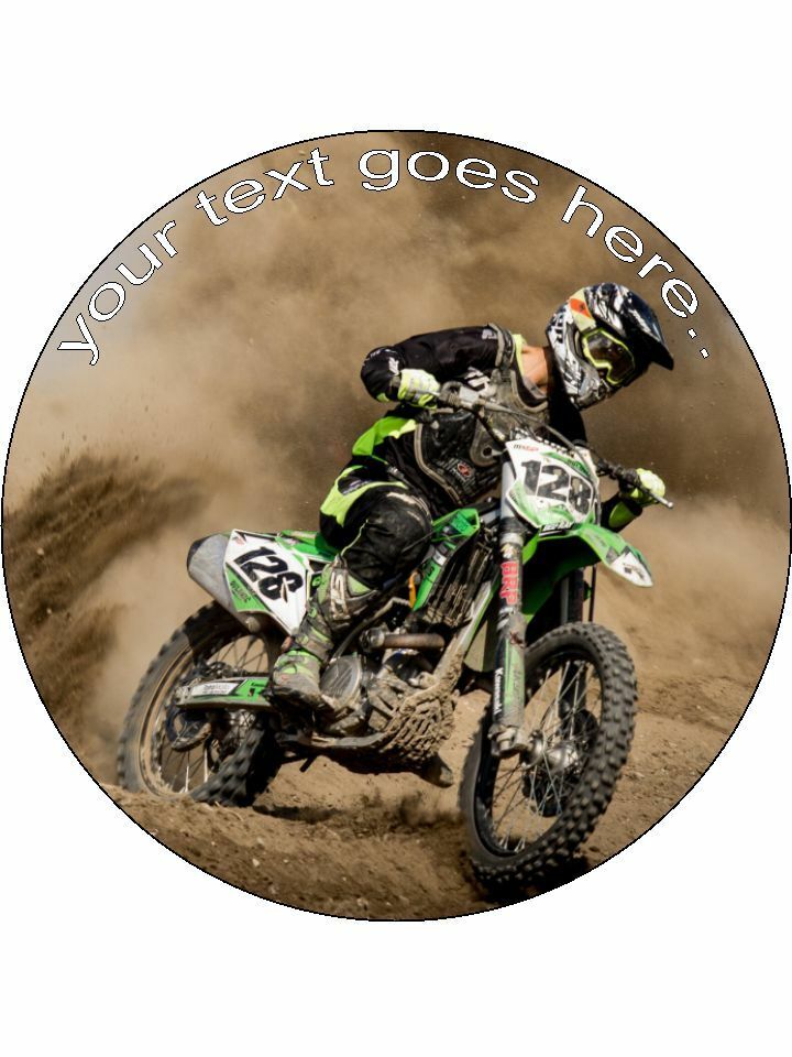 Motocross moto x dirt Bike Personalised Edible Cake Topper Round Icing Sheet - The Cooks Cupboard Ltd