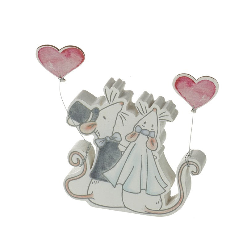 Mr & Mrs Mouse With Heart Balloons Decoration Wedding Keepsake Gift - The Cooks Cupboard Ltd