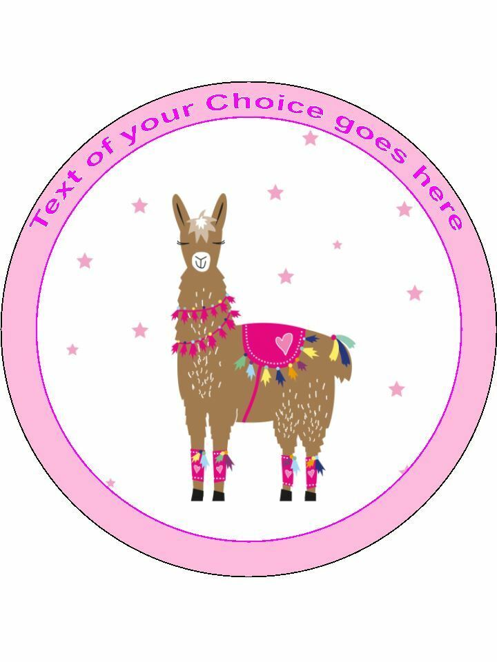 No Drama Llama Girly Pink Personalised Edible Cake Topper Round Icing Sheet - The Cooks Cupboard Ltd