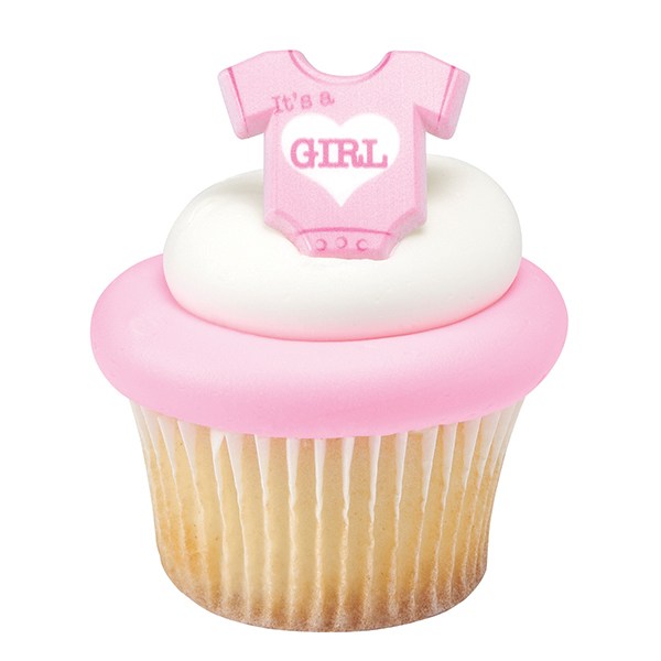Onesie Its a Girl Plastic Cupcake Decoration Ring - Ideal for Baby Showers - Sold Singly - The Cooks Cupboard Ltd