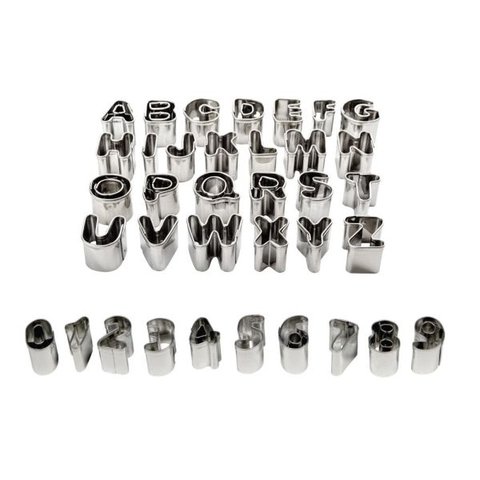 PME Alphabet Cutters - Letters & Number Cuter Set in Stainless Steel with Storage Pot - The Cooks Cupboard Ltd