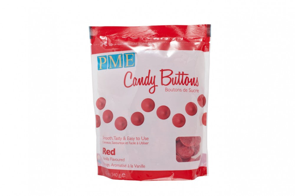 PME Red Candy Buttons Vanilla Flavoured Melts - The Cooks Cupboard Ltd