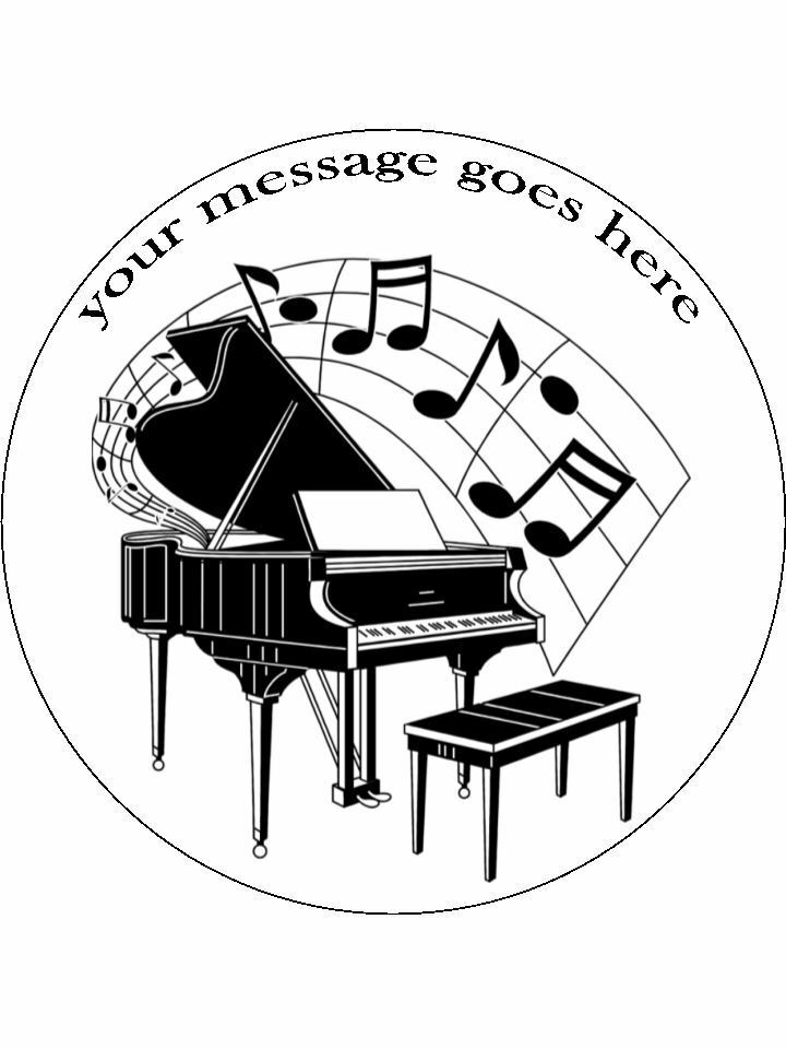 Piano Musical music Personalised Edible Cake Topper Round Icing Sheet - The Cooks Cupboard Ltd