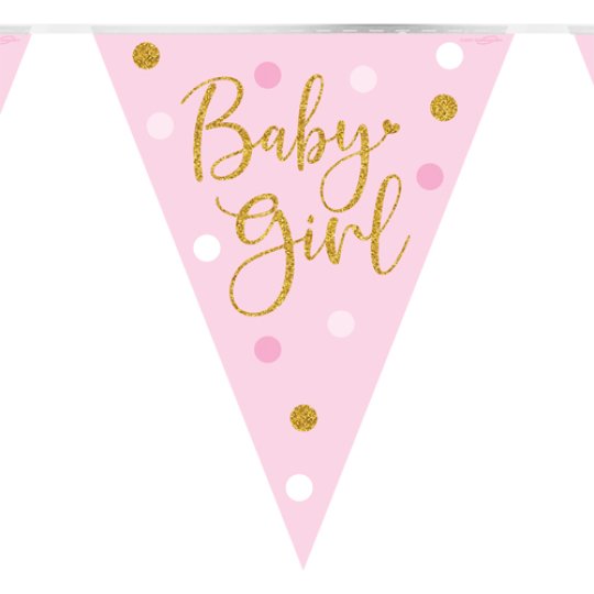 Pink Baby Girl Decorative Party Bunting - 3.9m
