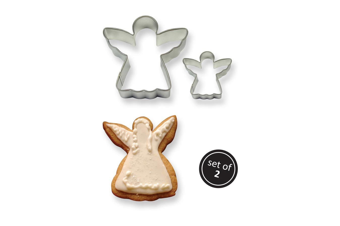 Pme Stainless Steel Angel - Christmas Angel set of 2 Cutters - The Cooks Cupboard Ltd