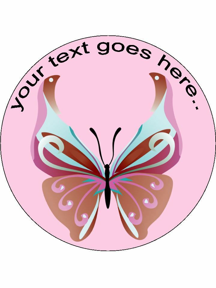 Pretty Pink Butterfly Personalised Edible Cake Topper Round Icing Sheet - The Cooks Cupboard Ltd