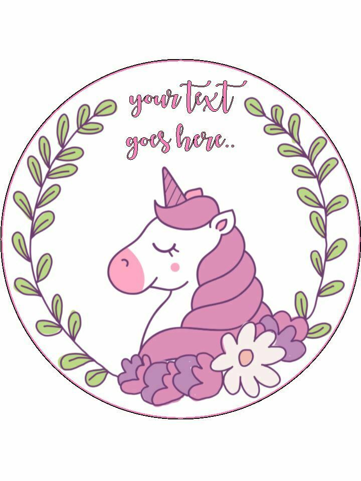 Pretty Pink Unicorn Girly Personalised Edible Cake Topper Round Icing Sheet - The Cooks Cupboard Ltd