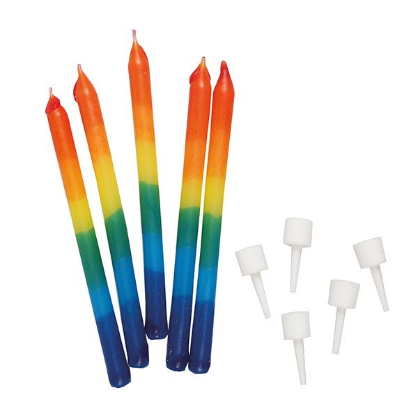 Rainbow Birthday Celebration Candles - Pack of 12 - 69mm - The Cooks Cupboard Ltd