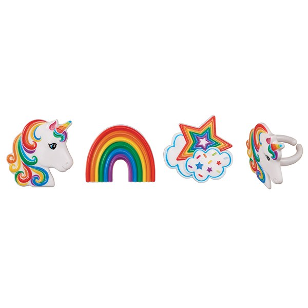 Rainbow & Unicorn Colourful Cupcake Rings - 40mm - 3 designs - Sold Singly - The Cooks Cupboard Ltd