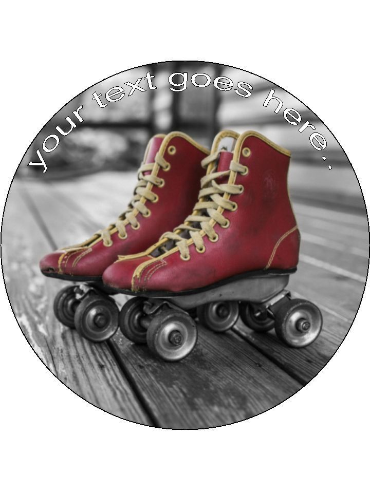 Roller Skating Skates Wheels Personalised Edible Cake Topper Round Icing Sheet - The Cooks Cupboard Ltd