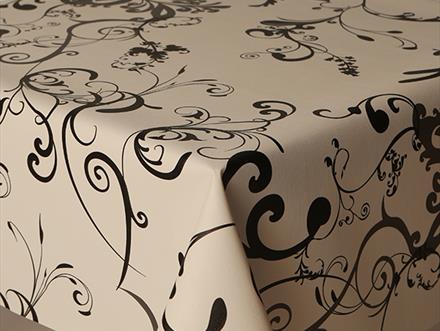 Roma Black PVC Wipe Clean Vinyl Table Covering / Table Cloth - The Cooks Cupboard Ltd