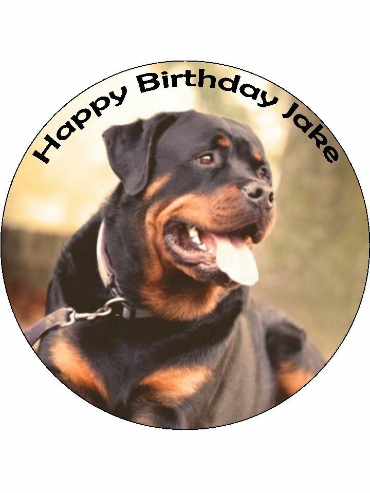 Rottweiler Dog breed Personalised Edible Cake Topper Round Icing Sheet - The Cooks Cupboard Ltd