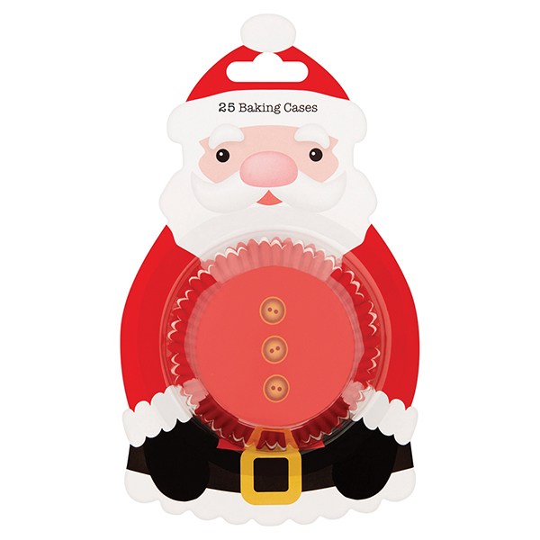 Santa Christmas Cupcake Baking Cases Pack of 25 - The Cooks Cupboard Ltd