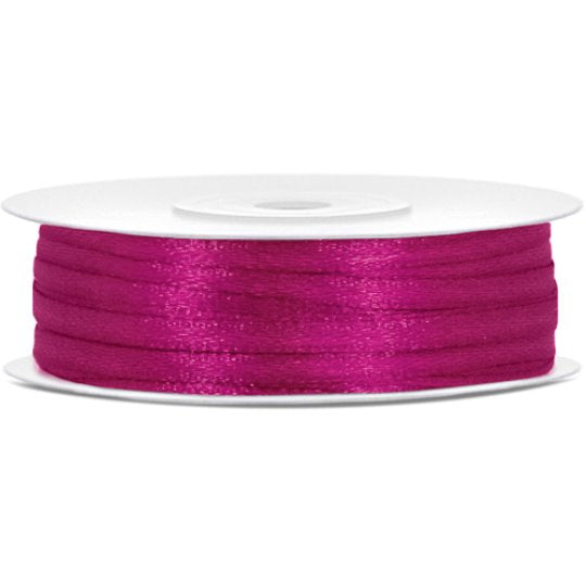 Satin Ribbon - 3mm Width - Fuchsia Pink - 50 Metre Roll