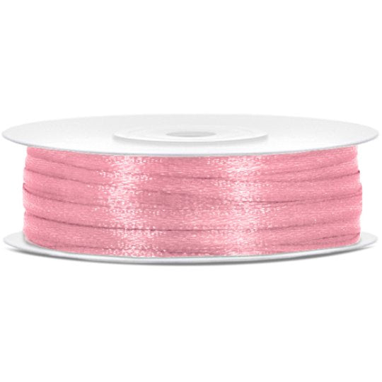 Satin Ribbon - 3mm Width - Light Pink - 50 Metre Roll