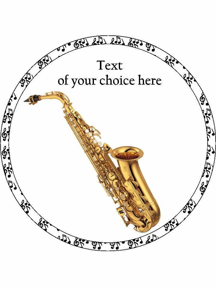 Saxophone Sax music instrument Personalised Edible Cake Topper Round Icing Sheet - The Cooks Cupboard Ltd