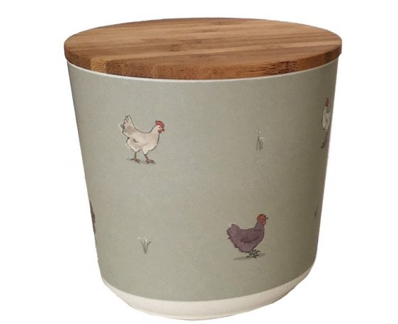 Willow Farm Bamboo Chicken Motif Storage Jar - The Cooks Cupboard Ltd