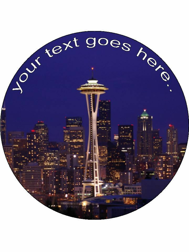 Seattle Space Needle photo Personalised Edible Cake Topper Round Icing Sheet - The Cooks Cupboard Ltd