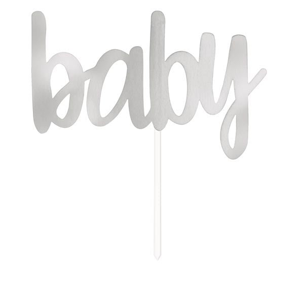 Silver Foil 'Baby' Word Cake Topper - The Cooks Cupboard Ltd