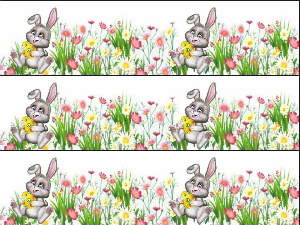 Spring Easter Bunny Floral Ribbon Border Edible Printed Icing Sheet