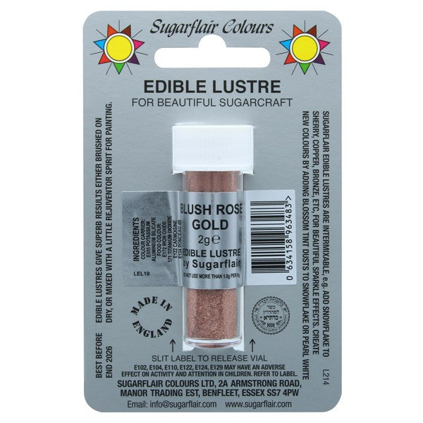 Sugarflair Edible Lustre Food Colour Dust - Blush Rose Gold - The Cooks Cupboard Ltd