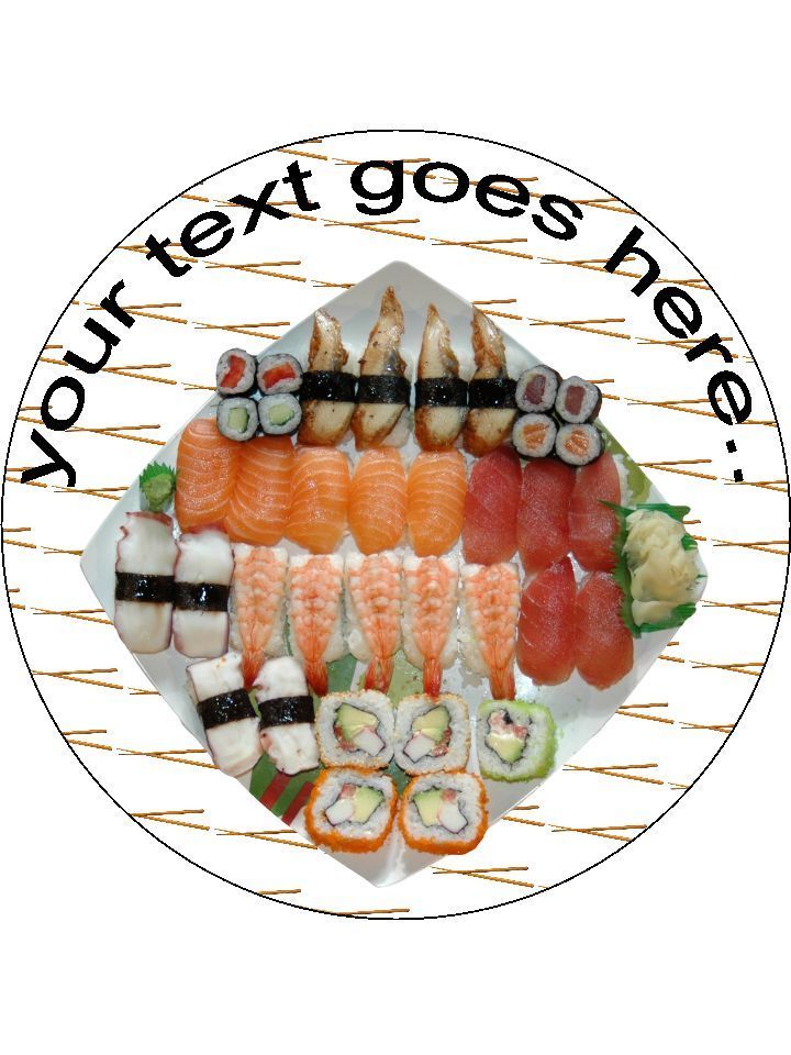 Sushi Chopsticks Oriental Personalised Edible Cake Topper Round Icing Sheet - The Cooks Cupboard Ltd