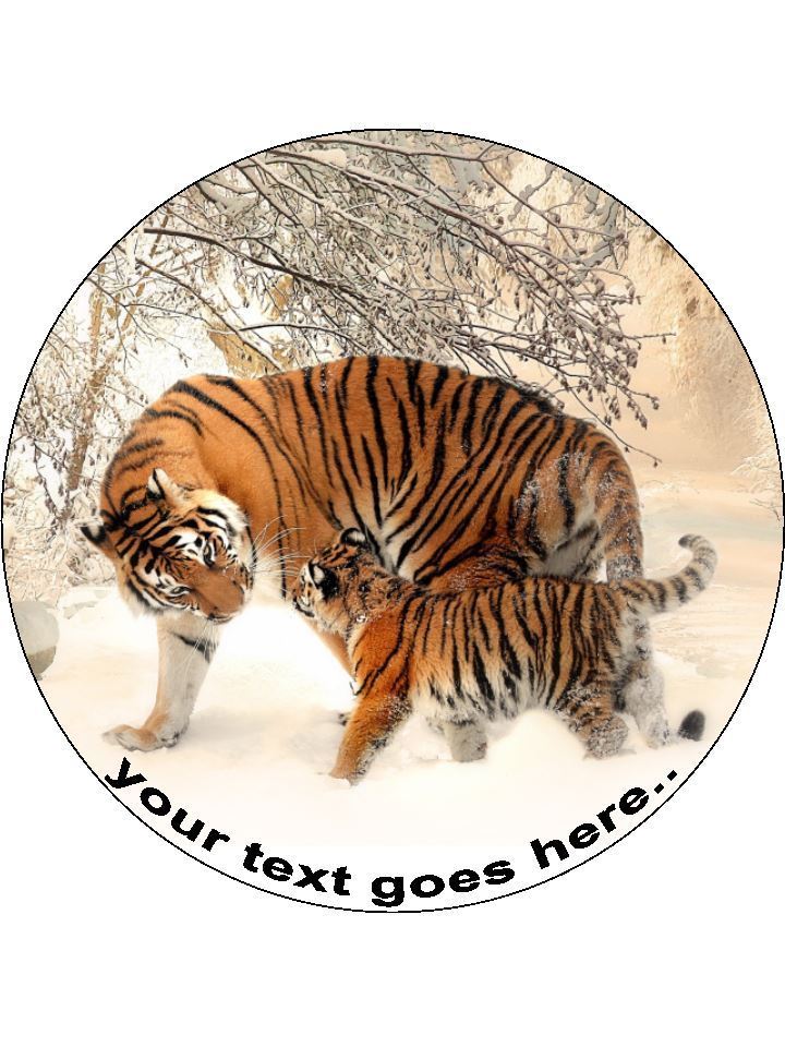 Tiger cub nature wild animal Personalised Edible Cake Topper Round Icing Sheet - The Cooks Cupboard Ltd