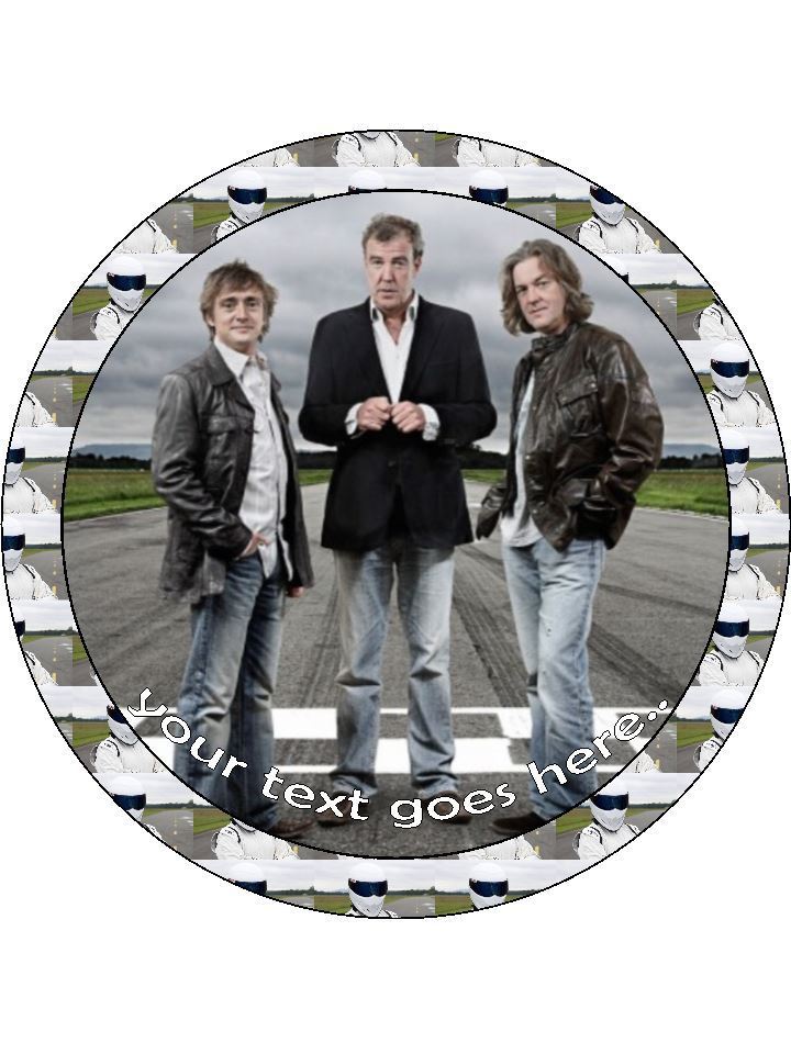 Top gear the stig tv show Personalised Edible Cake Topper Round Icing Sheet - The Cooks Cupboard Ltd