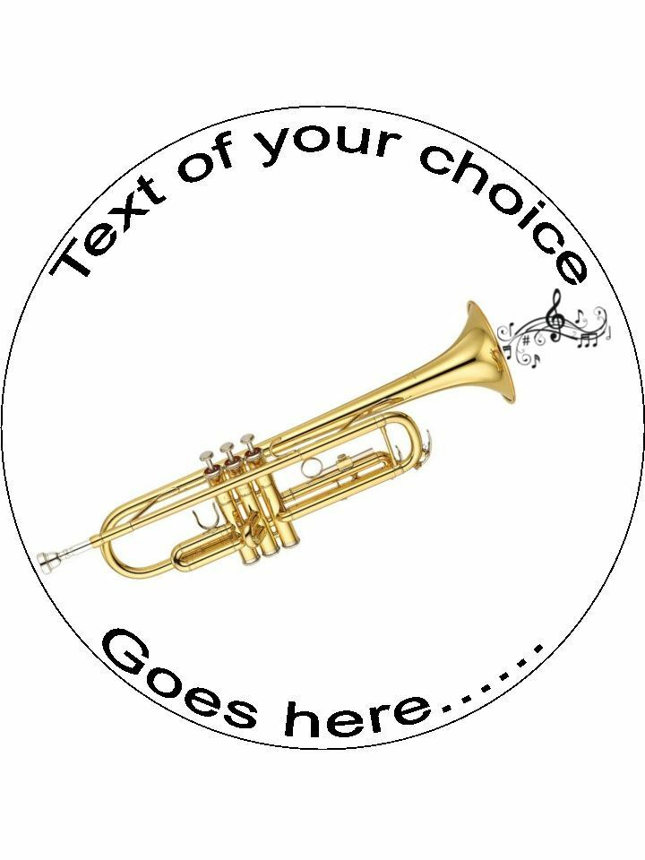 Trumpet music instrument Personalised Edible Cake Topper Round Icing Sheet - The Cooks Cupboard Ltd