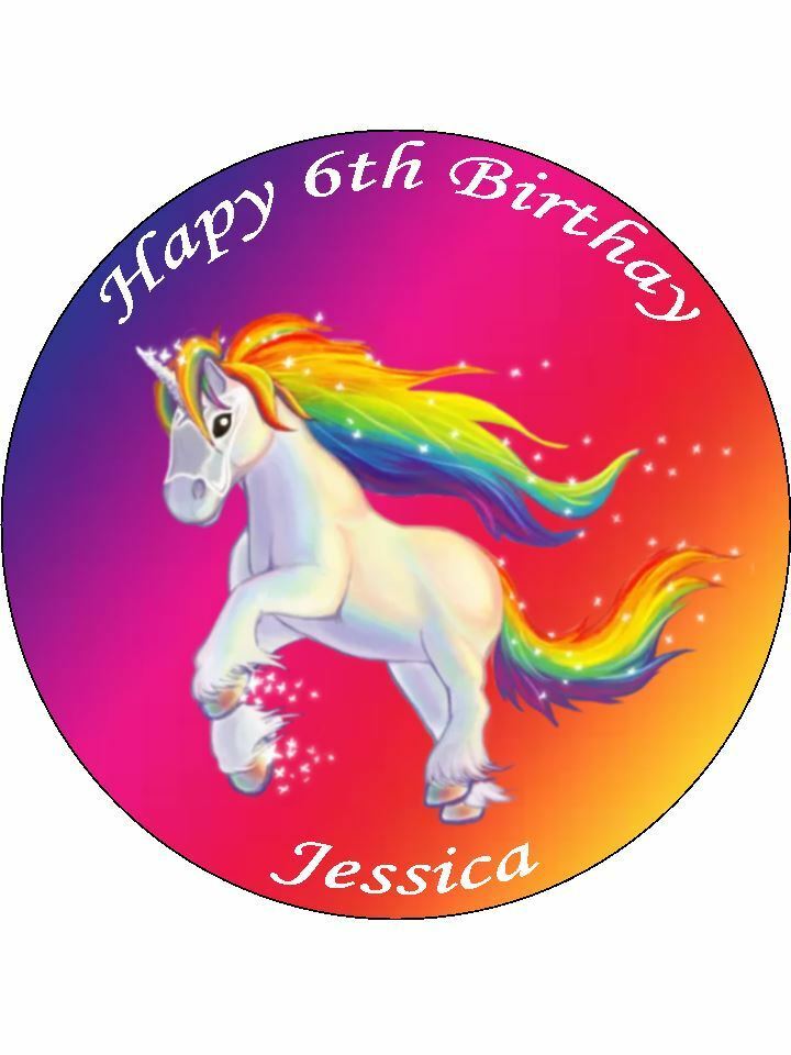 Unicorn Magical rainbow animal Personalised Edible Cake Topper Round Icing Sheet - The Cooks Cupboard Ltd