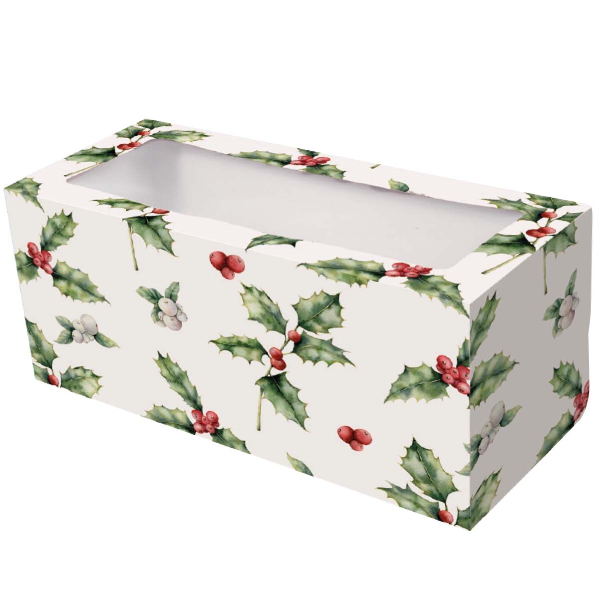 Vintage Holly Christmas Yule Log Display Box 12" x 5" x 5" - Kate's Cupboard