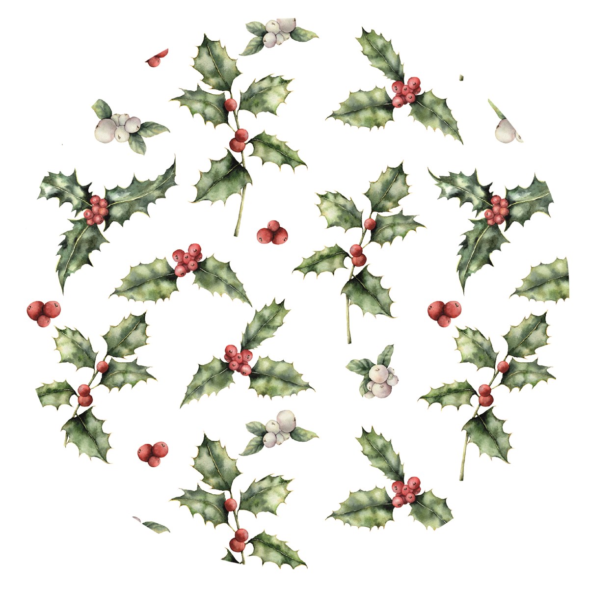 Vintage Holly Pattern Christmas Cake Board, 10 Inch Christmas Cake Board - Vintage Holly (4mm Thick)