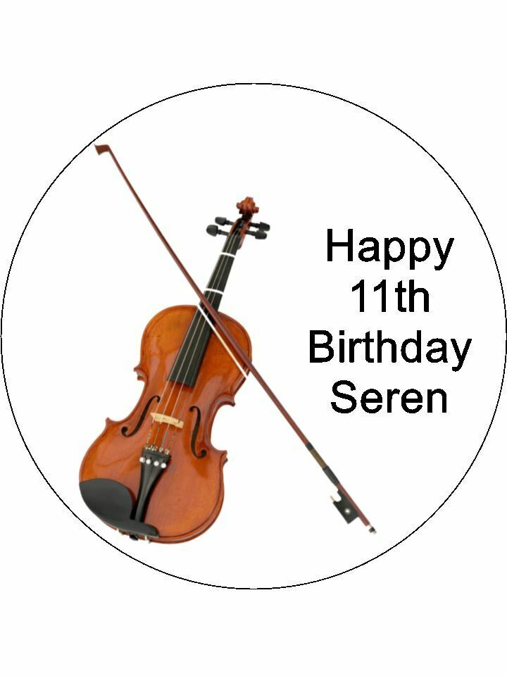 Violin Musical music note Personalised Edible Cake Topper Round Icing Sheet - The Cooks Cupboard Ltd