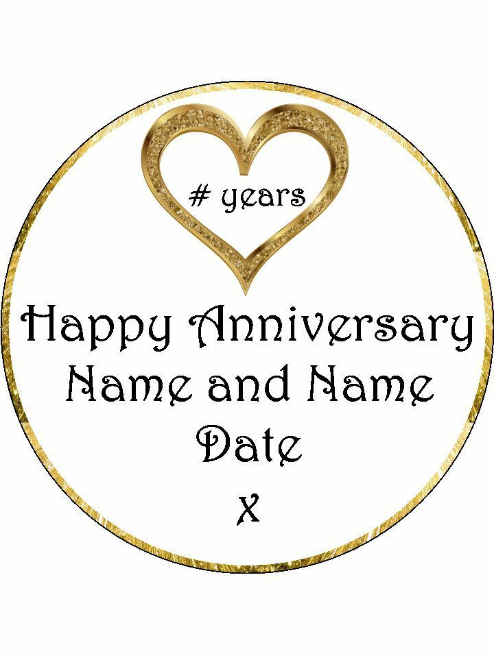 Wedding Anniversary Personalised Edible Cake Topper Round Icing Sheet - The Cooks Cupboard Ltd