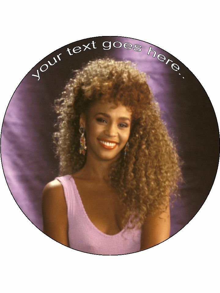 Whitney Houston 80's Personalised Edible Cake Topper Round Icing Sheet - The Cooks Cupboard Ltd