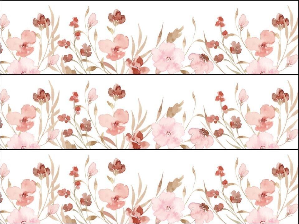 Wild Flower Meadow Pink Floral Ribbon Border Edible Printed Icing Sheet Cake Topper