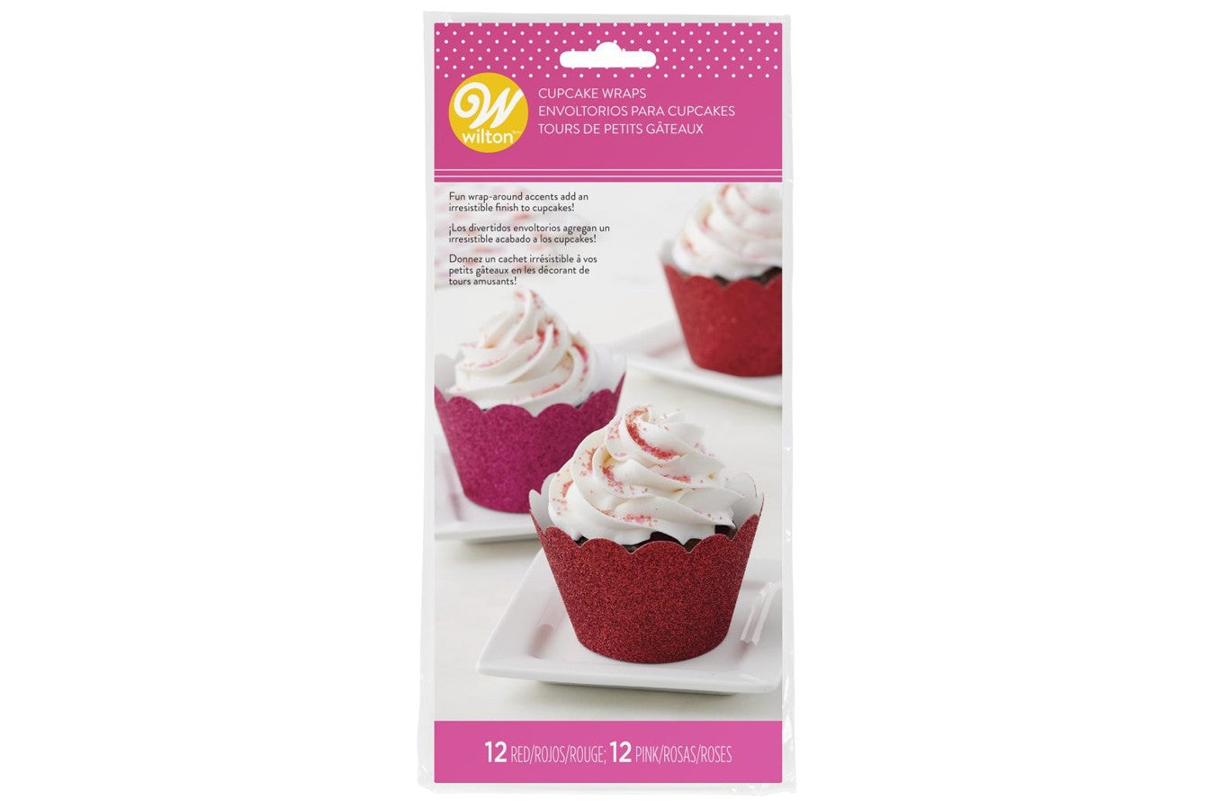 Wilton Red & Pink Glitter Cupcake Wraps - Pack of 24 - Kate's Cupboard