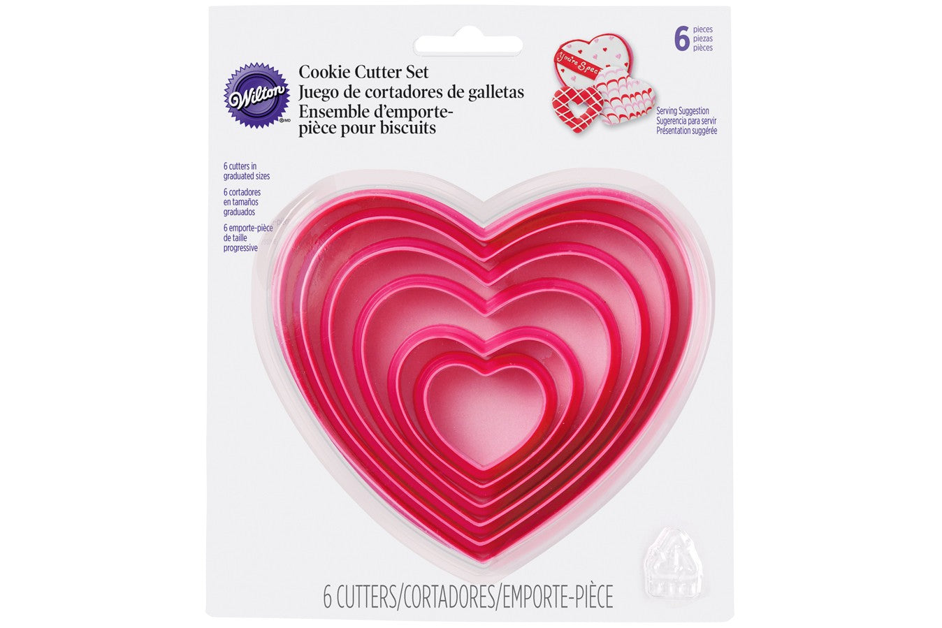 Wilton Set of 6 Heart Shaped Cookie / Sugarcraft Cutters - Kate's Cupboard