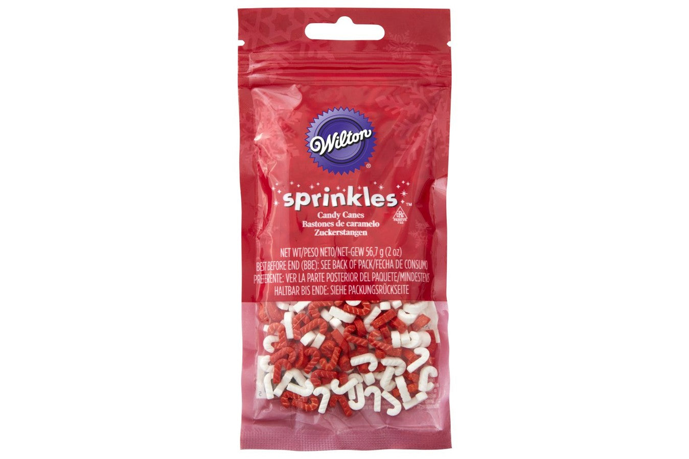 Wilton Edible Sprinkles - Christmas Red & White Candy Canes - 56g - The Cooks Cupboard Ltd