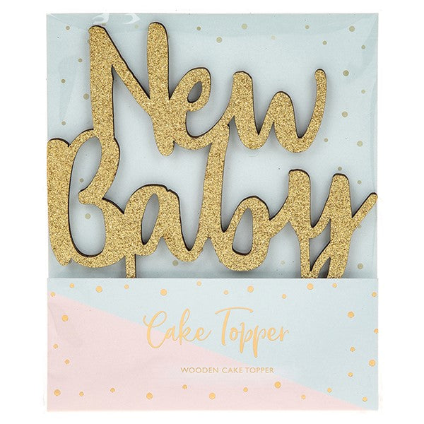 Wooden Cake Topper Pic New Baby