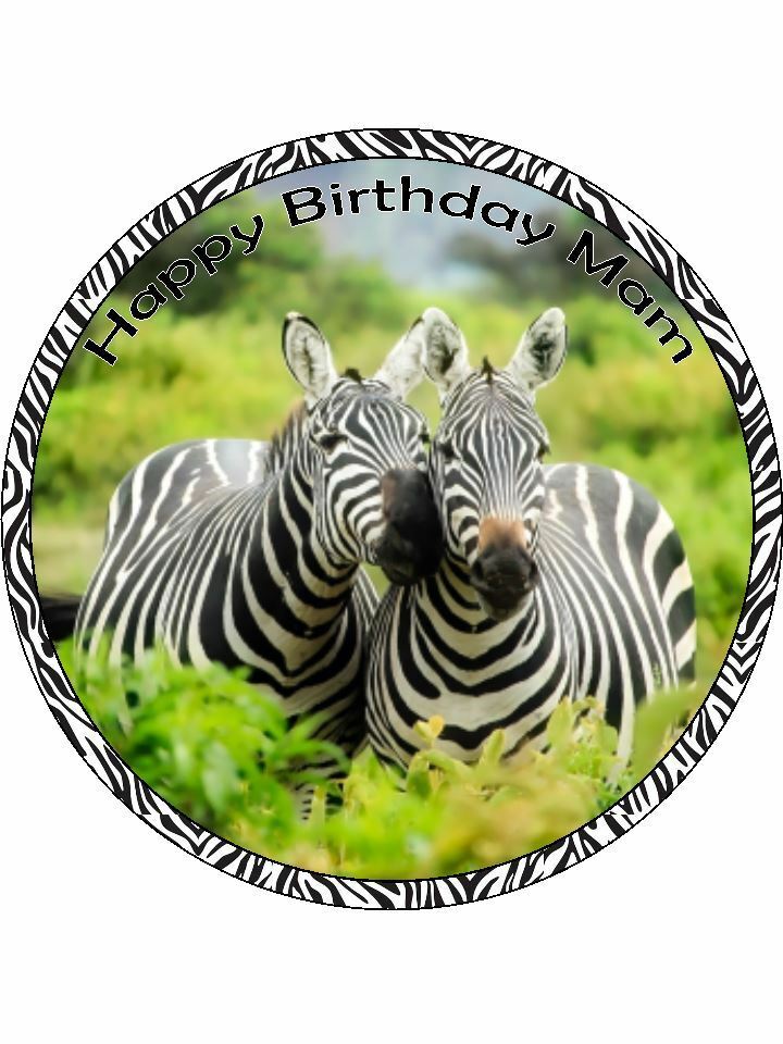 Zebra animal print wild Personalised Edible Cake Topper Round Icing Sheet - The Cooks Cupboard Ltd