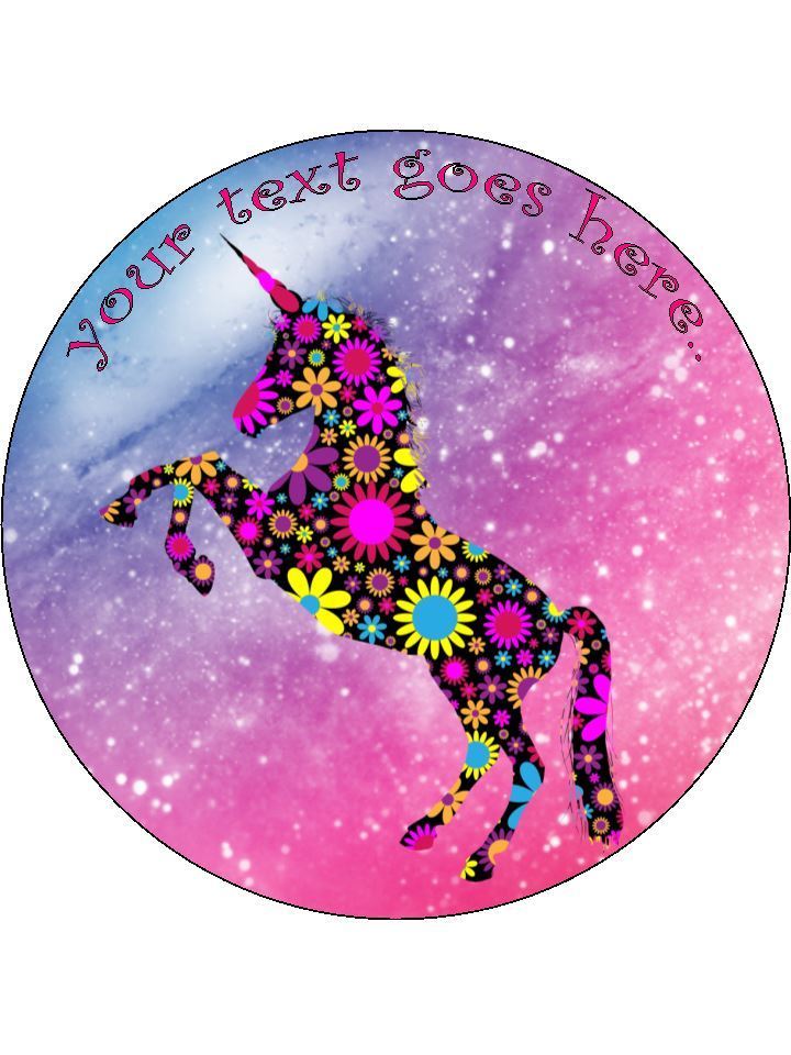 Unicorn floral pink rainbow girly Personalised Edible Cake Topper Round Icing Sheet - The Cooks Cupboard Ltd