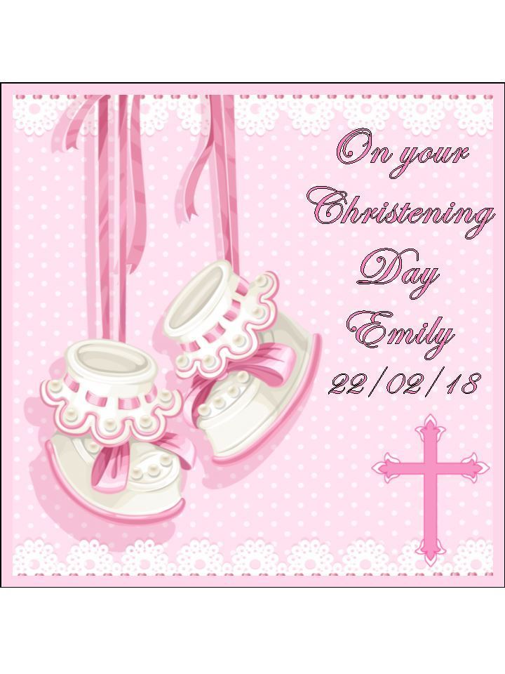 baby girl christening day Personalised Edible Cake Topper Square Icing Sheet - The Cooks Cupboard Ltd