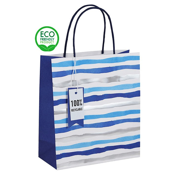 Blue Stripe with Twist Paper Handle Design Gift Bag
