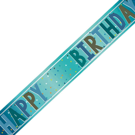 Blue Confetti Design Any Age / Add Your Age Decorative Celebration Birthday Banner