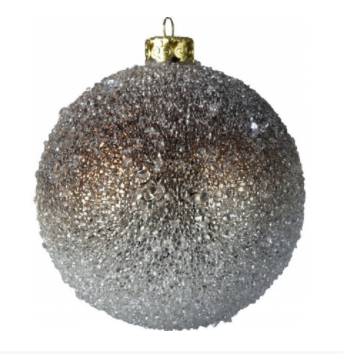 Water Droplet Style Hanging Christmas Bauble with Silver and Brown Ombre Finish - The Cooks Cupboard Ltd