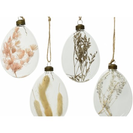 Natural Grass / Dries Foliage Filled Decorative Bauble - Assorted - Sold Singly