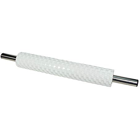 PME Deep Impression Basketweave Rolling Pin 20inch with Handle - The Cooks Cupboard Ltd